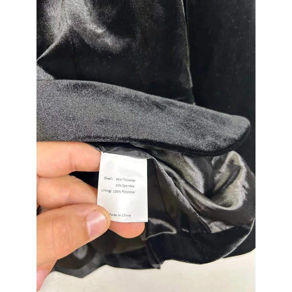 Dark Academia Allegra K Women Size M Black Velvet Shawl Collar One Button Blazer